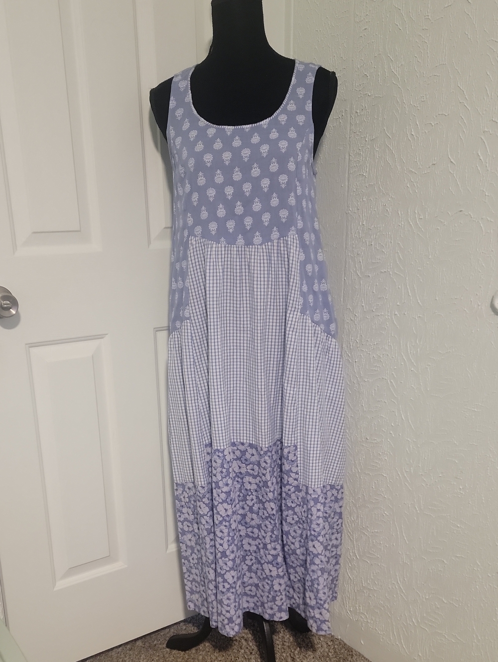 April Cornell Periwinkle Cottagecore  Patchwork Medi/Maxi Dress Size Small
